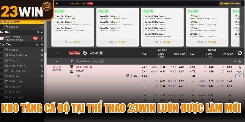 Kho tàng cá độ tại thể thao 23WIN luôn được làm mới liên tục
