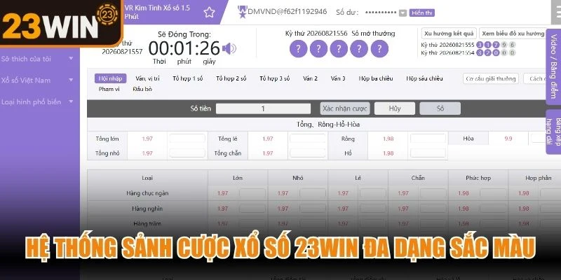 Hệ thống sảnh cược xổ số 23WIN đa dạng sắc màu